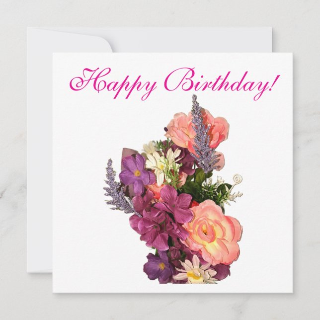 Tarjeta Festiva Happy Birthday cute floral Card (Anverso)