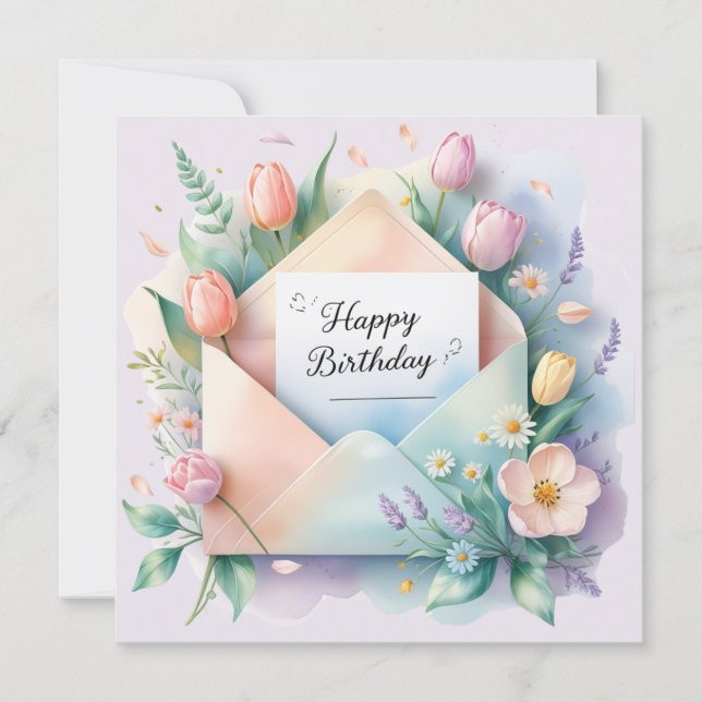 Tarjeta Festiva Happy birthday darling. Greeting card (Anverso)