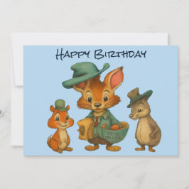 Tarjeta Festiva Happy Birthday Funny Cute Cartoon Animal Delivery 