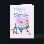 Tarjeta Festiva Happy birthday greeting card<br><div class="desc">Send a slice of joy with this adorable greeting card featuring playful puppies and delicious birthday cake!</div>