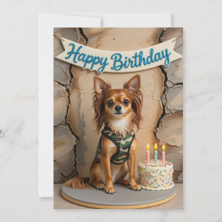 Tarjeta Festiva Happy birthday Russian toy terrier