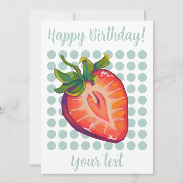 Tarjeta Festiva Happy Birthday Strawberry  (Anverso)