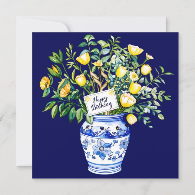 Tarjeta Festiva Happy birthday to a friend & bouquet of flowers  (Anverso)