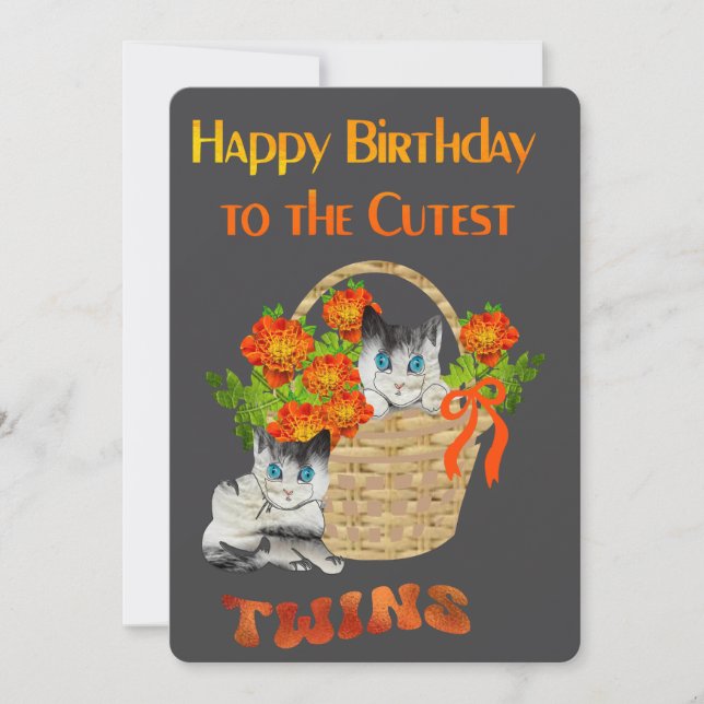 Tarjeta Festiva Happy Birthday to the Cutest Twins (Anverso)