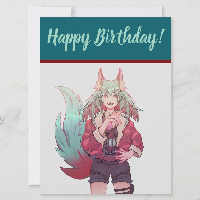Tarjeta Festiva happy Birthday, VTuber, anime  (Anverso)