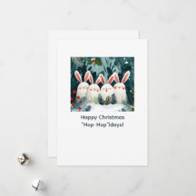 Happy Bunnies Christmas Card with Custom Message
