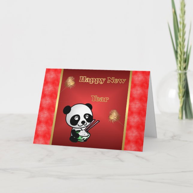 Tarjeta Festiva Happy Chinese New Year panda Vietnamese New Year (Anverso)