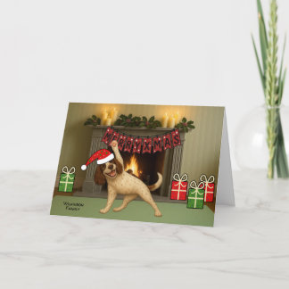 Tarjeta Festiva Happy Christmas dog yoga