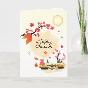 Tarjeta Festiva Happy Chuseok with Persimmon Tree