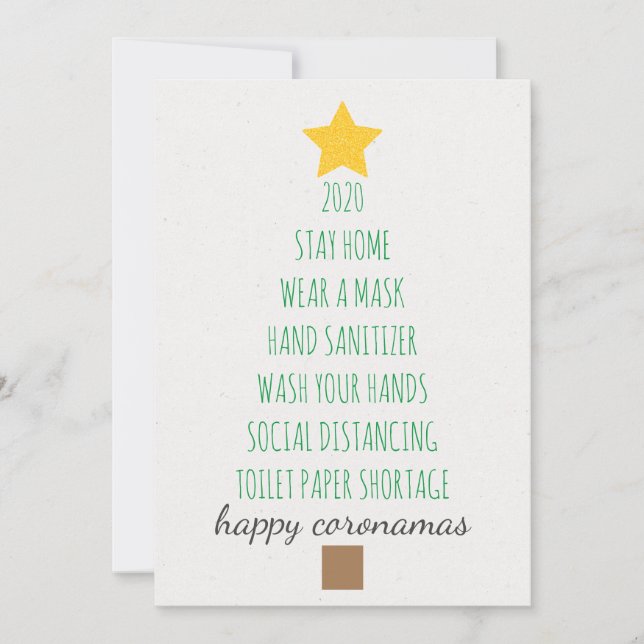 Tarjeta Festiva Happy Coronamas Christmas Tree Typography (Anverso)