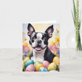 Tarjeta Festiva Happy Easter Boston Terrier