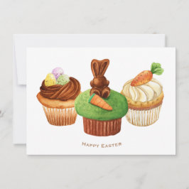 Tarjeta Festiva Happy Easter Bungalows Cupcakes Holiday Card
