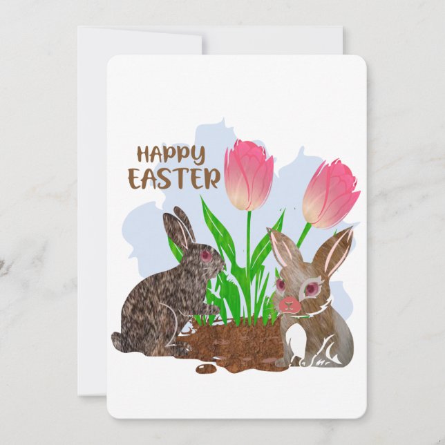 Tarjeta Festiva Happy Easter Bunny (Anverso)