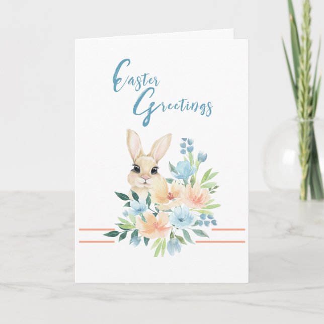 Tarjeta Festiva Happy Easter Bunny Bouquet (Anverso)
