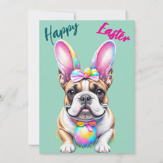 Tarjeta Festiva  Happy Easter Bunny French Bulldog