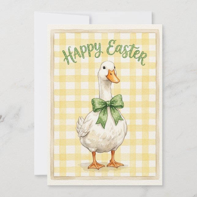 Tarjeta Festiva Happy Easter Card With White Duck (Anverso)