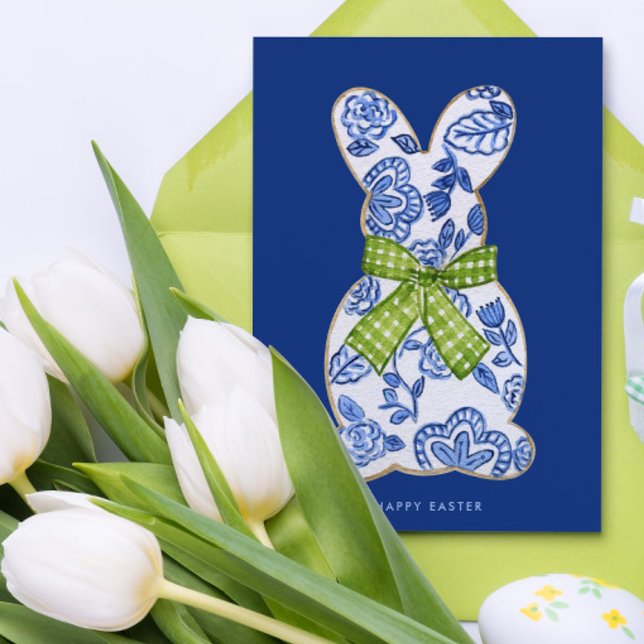 Tarjeta Festiva Happy Easter Chinoiserie Bunny Cookie (Subido por el creador)