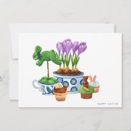 Tarjeta Festiva Happy Easter Chinoiserie & Bunny Cupcakes