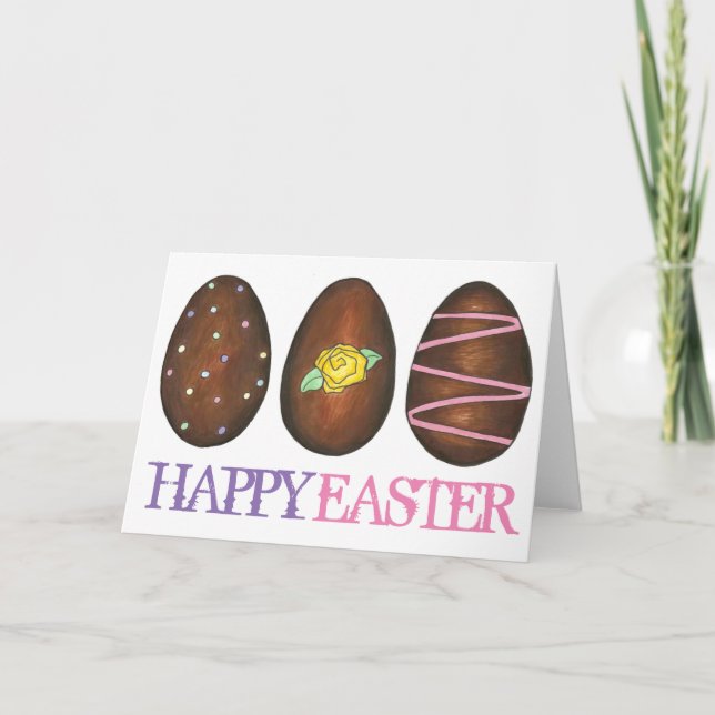 Tarjeta Festiva Happy Easter Chocolate Egg Eggy Candy Card (Anverso)
