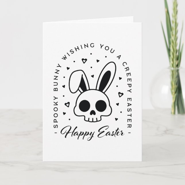 Tarjeta Festiva Happy Easter creepy wishes spooky bunny (Anverso)