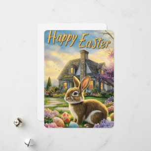 Tarjeta Festiva Happy Easter Cute Bunny Rabbit Card