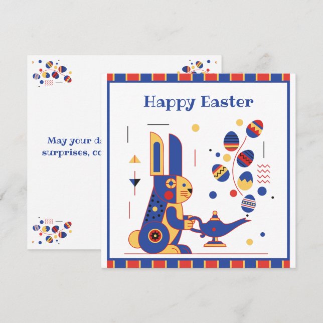 Tarjeta Festiva Happy Easter Cute Personalized (Anverso / Reverso)