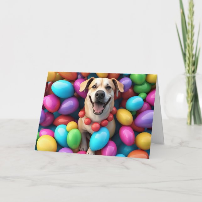 Tarjeta Festiva Happy Easter dog (Anverso)