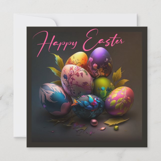 Tarjeta Festiva Happy Easter egg multicolore (Anverso)