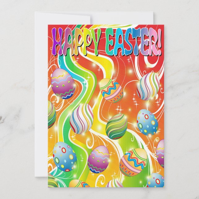 Tarjeta Festiva Happy Easter Eggs Festive Pattern (Anverso)