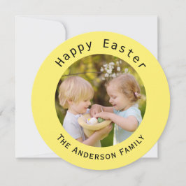 Tarjeta Festiva Happy Easter Family Photo Yellow