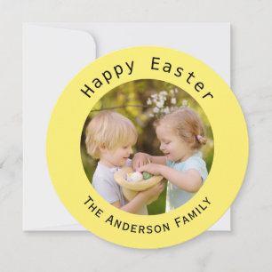 Tarjeta Festiva Happy Easter Family Photo Yellow