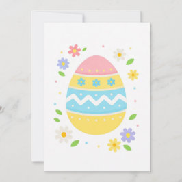 Tarjeta Festiva Happy Easter Flat Colorful Decorated Egg Spring