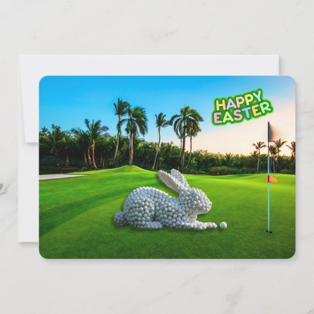 Tarjeta Festiva Happy Easter from the Lowcountry Golf Ball Rabbit (Anverso)