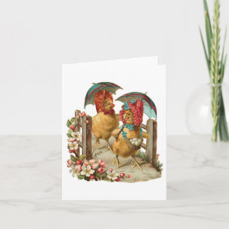 Tarjeta Festiva Happy Easter Hens Vintage