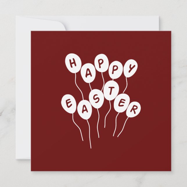 Tarjeta Festiva Happy Easter Key White and Bordeaux Nice Ballons (Anverso)