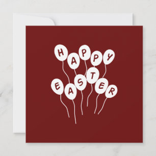 Tarjeta Festiva Happy Easter Key White and Bordeaux Nice Ballons