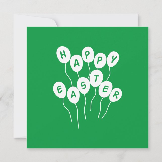 Tarjeta Festiva Happy Easter Key White and Green Nice Ballons (Anverso)