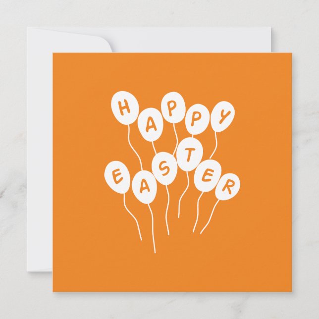 Tarjeta Festiva Happy Easter Key White and Naranja Nice Ballons (Anverso)