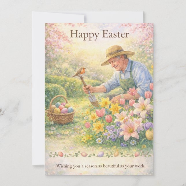 Tarjeta Festiva Happy Easter Landscaper Gardener Occupation (Anverso)