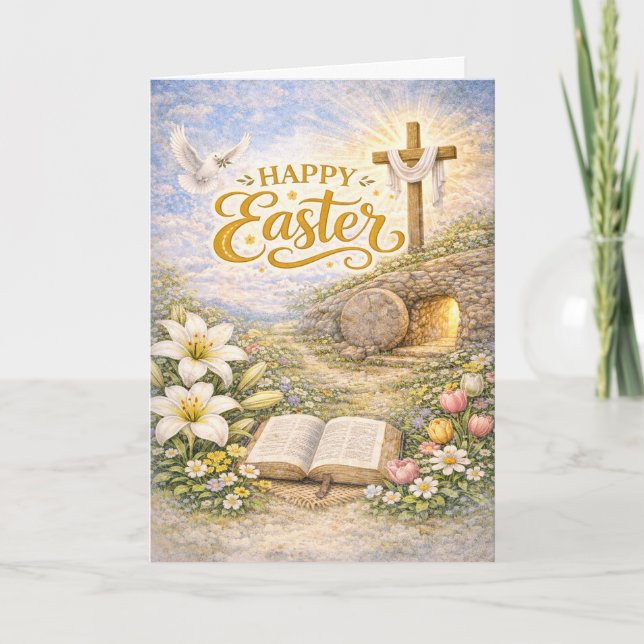 Tarjeta Festiva Happy Easter Resurrection Promise (Anverso)