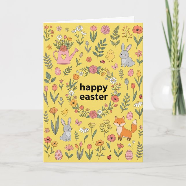 Tarjeta Festiva Happy Easter Spring Card (Anverso)