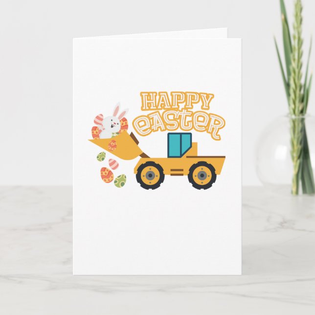 Tarjeta Festiva Happy Easter Tractor Gift Boys Kids (Anverso)