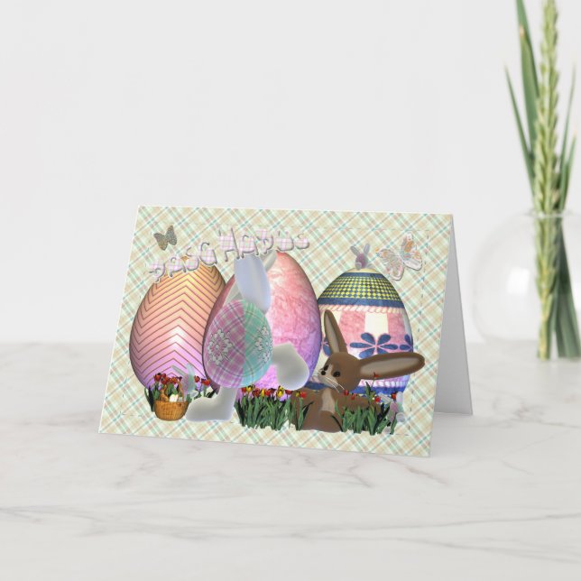 Tarjeta Festiva Happy Easter Welsh Language Card, Pasg Hapus (Anverso)