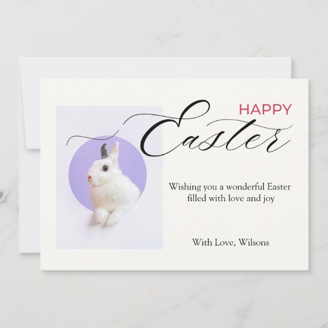 Tarjeta Festiva Happy Easter with a Cute Bunny (Anverso)