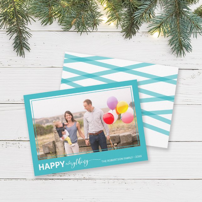 Tarjeta Festiva Happy Everything Bold and Script Holiday Photo (Subido por el creador)