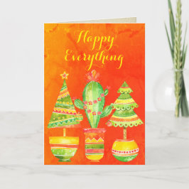 Tarjeta Festiva "Happy Everything" Colorido Árbol moderno