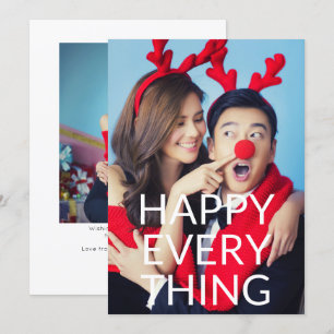 Tarjeta Festiva Happy Everything Holiday Photo Overlay Typografía