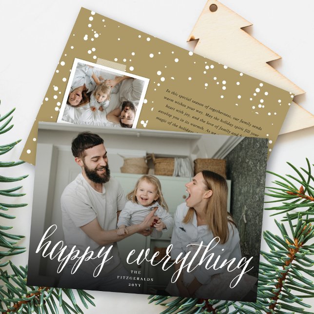 Tarjeta Festiva Happy Everything Simple White Script Photo Moderne (Subido por el creador)