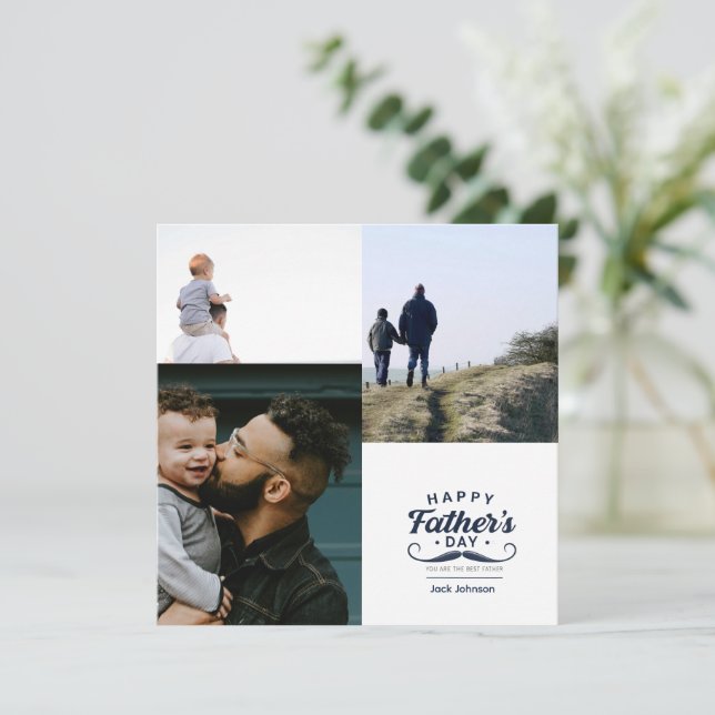 Tarjeta Festiva Happy Father’s Day Mustache Tribute Design (Anverso de pie)