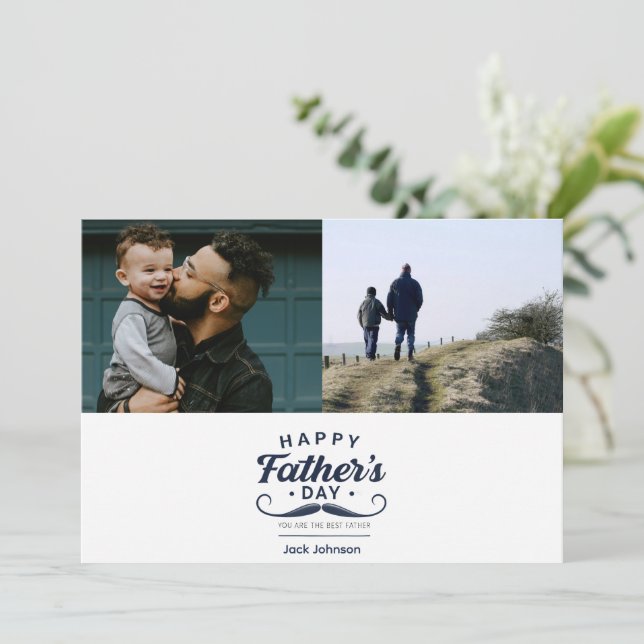 Tarjeta Festiva Happy Father’s Day Mustache Tribute Design (Anverso de pie)